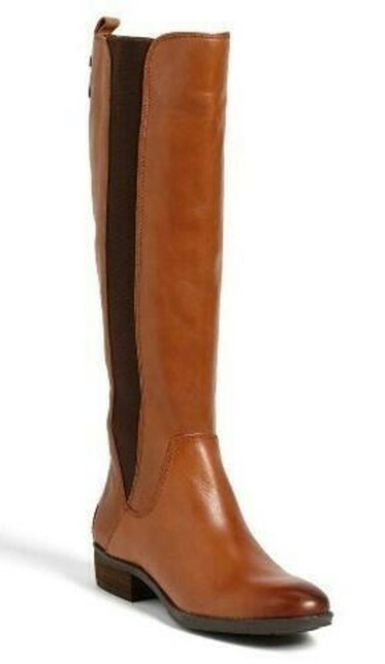 Sam Edelman Paradox Tall Riding Boots size 6.5 Whiskey Brown Leather stretch NEW